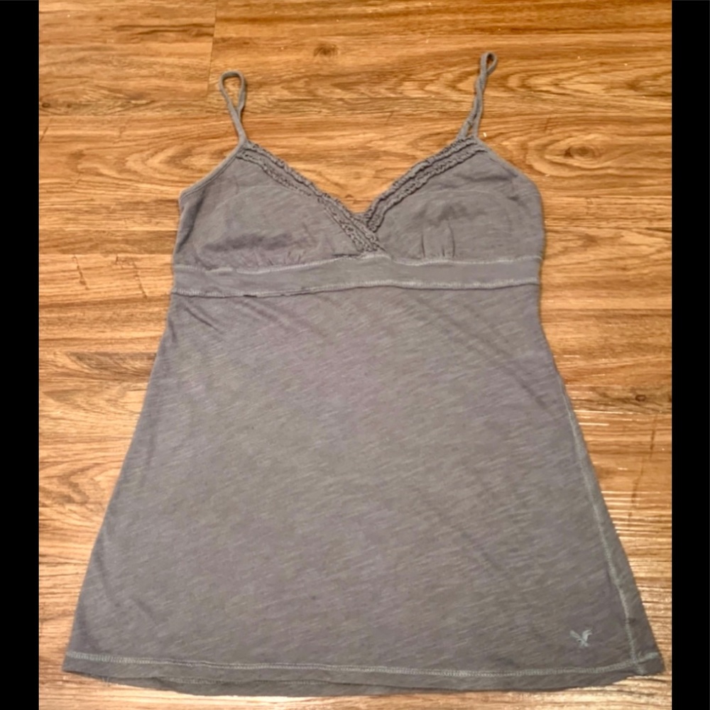 **SOLD** American Eagle Gray Ruffle Tank Top
